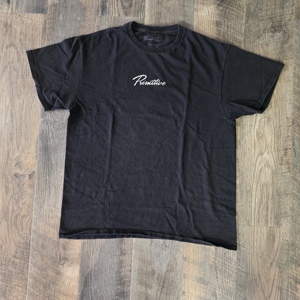 Primitive Script Logo Black Skate T-Shirt Men's L Streetwear Graphic Cotton Tee